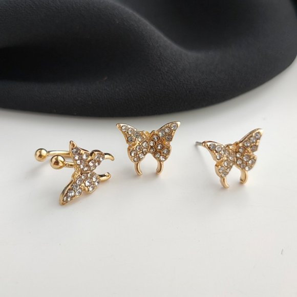 💙Butterfly Stud Cuff Pierced Earrings Set - Picture 4 of 8